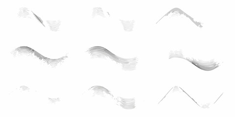 Abstract wave patterns and sound wave graphics in grayscale with textured elements