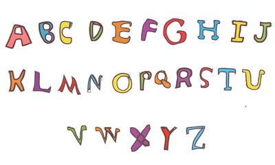 colorful English's alphabet, alphabet A B C D E F G H I J K L M N O P Q R S T U V W X Y Z