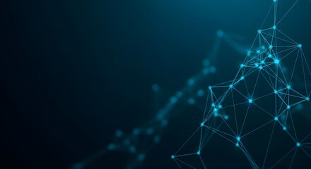 Abstract glowing blue network of interconnected nodes and lines on a dark background