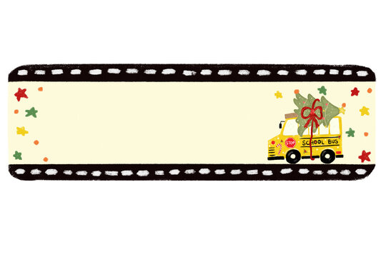 cute blank empty school bus rescue team theme cars vehicle design for kids Name Label tag christmas xmas gift party sticker crayon doodle watercolor illustration png
