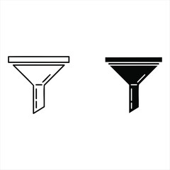 Funnel Icons: A minimalist composition showcasing two distinct funnel icons, one rendered in a sleek, outlined style and the other filled, suggesting options.