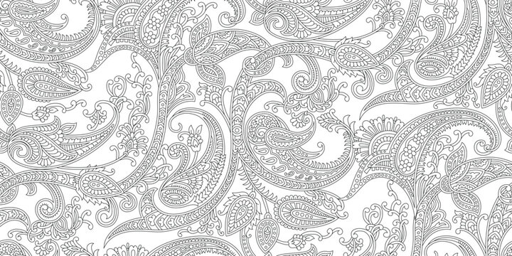 vector traditional paisley seamless pattern on white  background