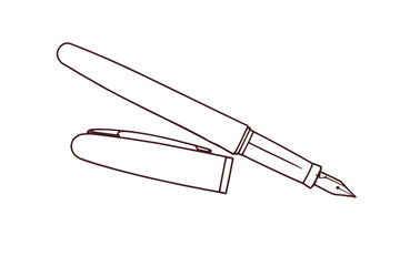 Elegant Fountain Pen Line Art with Cap