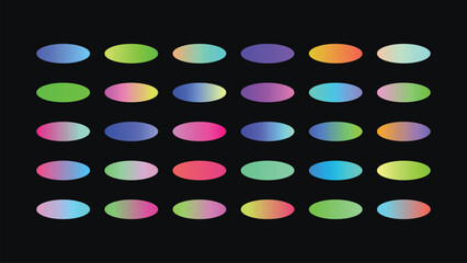 Collection of gradient ovals arranged in a grid pattern against a dark, contrasting background