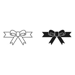Gift Bow Embellishment: A simple black and white illustrations of a ribbon bow perfect for adding elegance to any design.