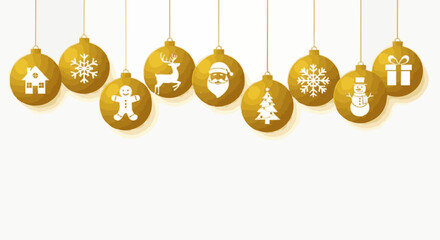 Golden Christmas Ornaments Set – 8 Festive Icons in Luxury Metallic Style – Perfect for Social Media, E-Commerce, Greeting Cards, Packaging – Editable EPS PNG SVG