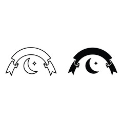 Moon and Ribbon Emblem: A celestial-inspired emblem featuring a crescent moon and star, framed by a elegant ribbon. Reflecting an appeal of serenity and peace.