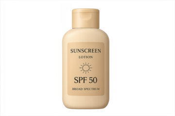 Sunscreen lotion bottle with spf 50 broad spectrum protection