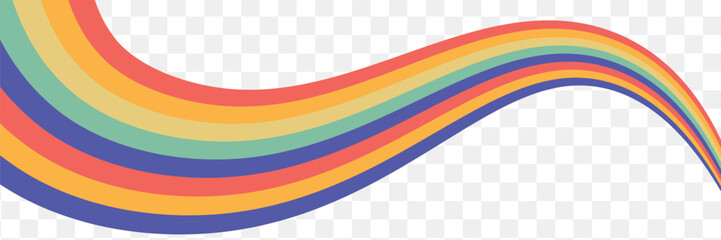 Vintage retro style vector lines, rainbow wavy stripes