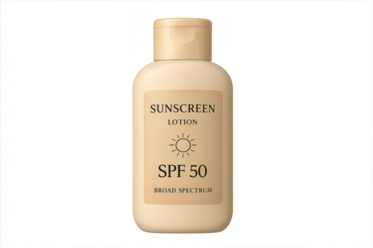 Sunscreen lotion bottle with spf 50 broad spectrum protection