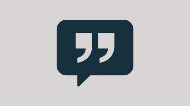 speech bubble icon with quotation marks, minimalist symbol for quote, dialogue, communication, citation, comment, feedback, messaging