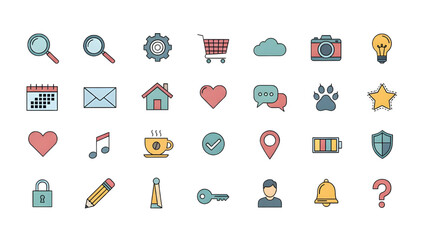 Vector Icon Sheet Collection, Flat Minimal Design Icons