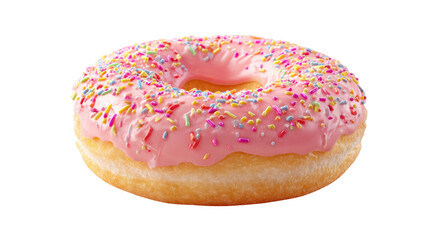 Fresh glazed donut with sweet icing and soft dough texture illustrating delicious bakery pastry treat isolated on white background