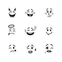 Fototapeta premium Expressive cartoon faces convey emotions for fun designs
