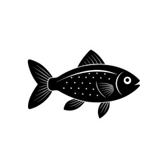 Fototapeta premium Stylized fish icon with decorative dots, isolated design element