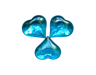 Firefly_Realistic soccer ball on a grassy field - Firefly_Three glossy blue hearts in various styles 