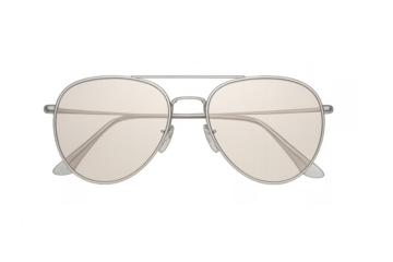 Aviator style eyeglasses with clear lenses on transparent background