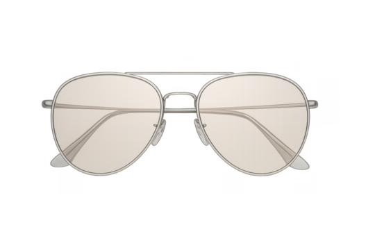 Aviator style eyeglasses with clear lenses on transparent background