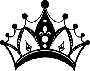 Tiara or crown black Silhouette  , white background  