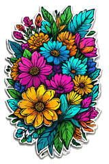Colorful floral illustration with blooming petals