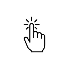 Click Hand Gesture Icon | Tap Pointer Sign | Minimal Line Vector Illustration