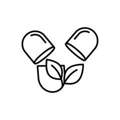 Herbal Supplement Capsule Icon | Natural Medicine Leaf Pill Vector Illustration