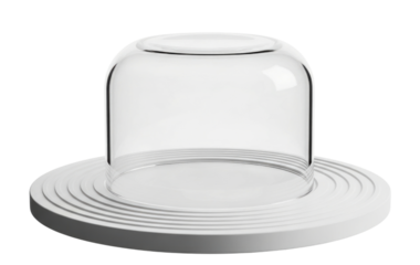 Glass dome with white base transparent background cutout png