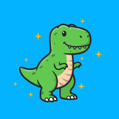 Obraz premium Roaring cute T-Rex vector illustration, a happy Tyrannosaurus predator icon for child assets.