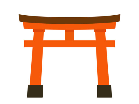 ミニマルフラットな日本の神社の鳥居イラスト