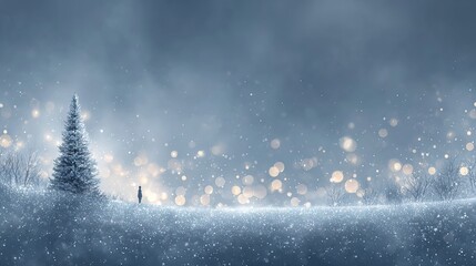 Abstract winter background with soft blue bokeh lights and snowy silhouette dreamy frosty scene ideal for festive holiday cards invitations posters web banners wallpapers and seasonal design projects