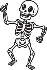 Happy cartoon skeleton character with a wide smile giving a thumbsup gesture.