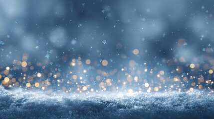 Abstract winter background with soft blue bokeh lights and snowy silhouette dreamy frosty scene ideal for festive holiday cards invitations posters web banners wallpapers and seasonal design projects