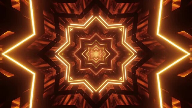Abstract star tunnel with neon lights for background or design element - Powered by Adobe