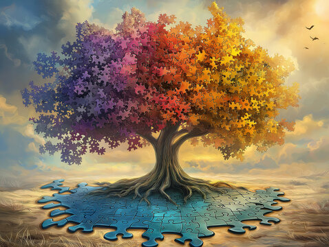 Puzzle Piece in Family Tree Depicting the Vital Role of Parenthood