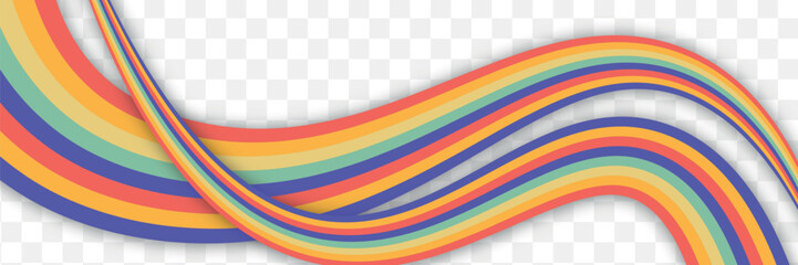 Vintage retro style vector lines, rainbow wavy stripes