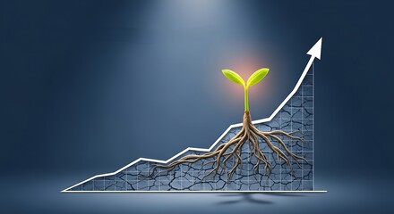 Growth Chart: Sprout Rising from Cracked Earth, Success Visualization
