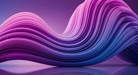 Abstract flowing wave of vibrant pink and blue light with a smooth reflective surface