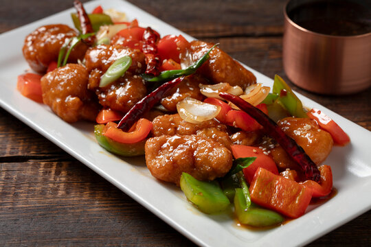 Kung Pao Chicken on white plate 