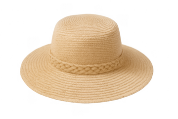 Beige woven straw sun hat for vacation