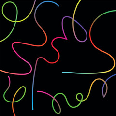 Colorful neon light abstract background festive glowing lines shape