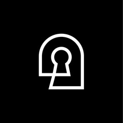 key hole niche door window arch logo vector icon illustration