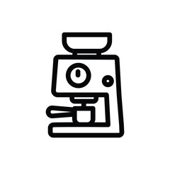 Espresso machine line icon, outline illustration of coffee maker, representing cafe brewing, or home espresso equipment