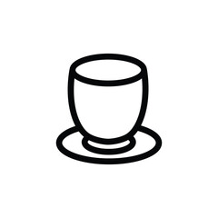 Teacup line icon, minimal outline of cup on saucer, representing hot beverage such as tea or coffee, suitable for cafe, breakfast, or drink-related illustration