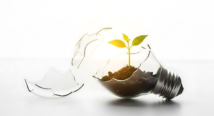 New Growth: Sprout in a Broken Lightbulb