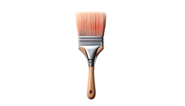 a paint brush with wooden handle, isolated on transparent background - Powered by Adobe