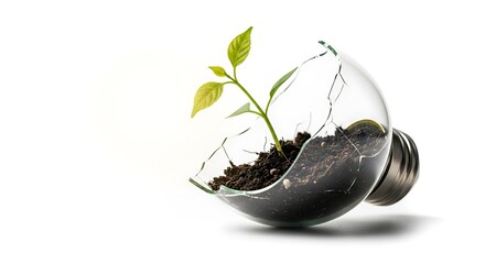 New Life from Broken Ideas: Sprout in Broken Lightbulb