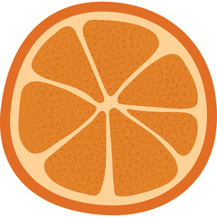 Close Up Top View Of A Fresh Orange Slice With A Bright Orange Rind And Light Orange Pulp Showing Seven Segments Isolated On A Transparent Background