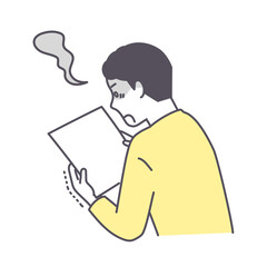 書類の内容にショックを受ける男性のイラスト素材