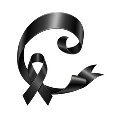 Elegant black ribbon and awareness symbol conveying deep sorrow, remembrance, and solidarity during times of loss and grief