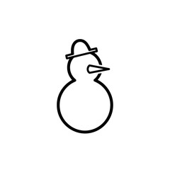 Charming simple snowman outline design with hat and carrot nose perfect for winter holiday greetings and seasonal decorations